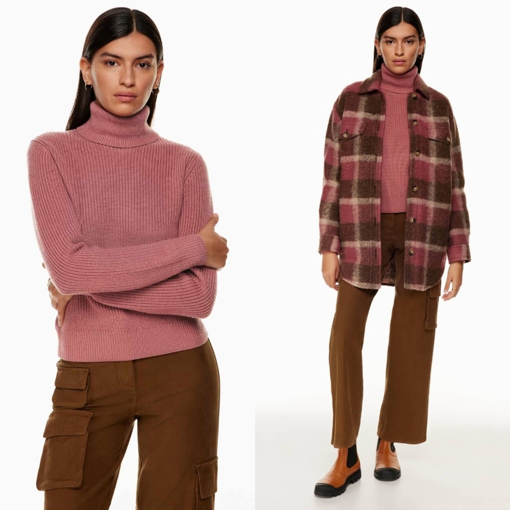 Aritzia Wilfred Free Laurel Turtleneck Sweater in Cinder Pink